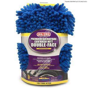 כפפת שטיפה מיקרופייבר פרימיום כחול/צהוב <BR> DOUBLE FACE PREMIUM WASH GLOVE
